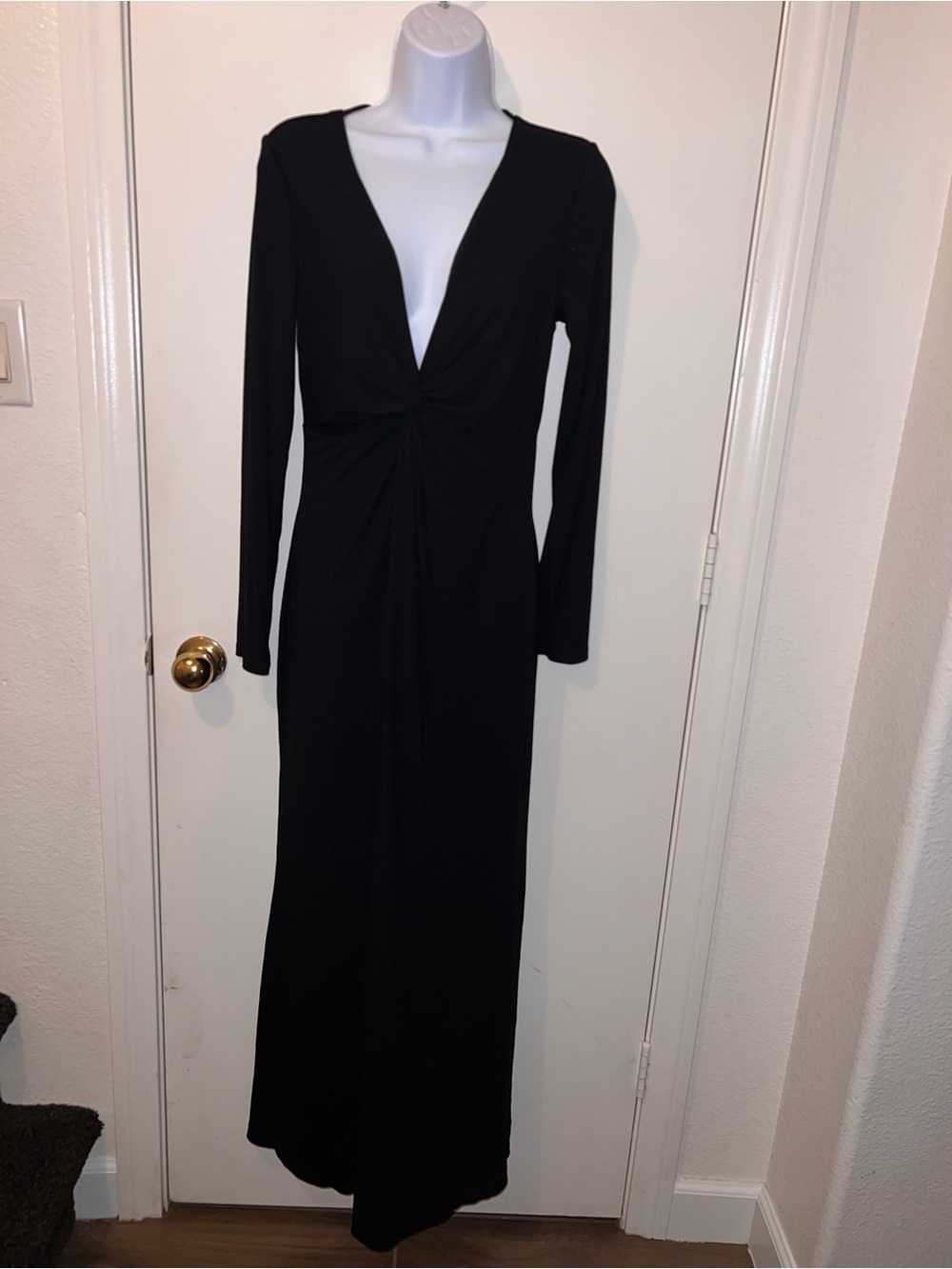 Shapewear Deep V Bias Twist Front Slit Hourglass Maxi Dress